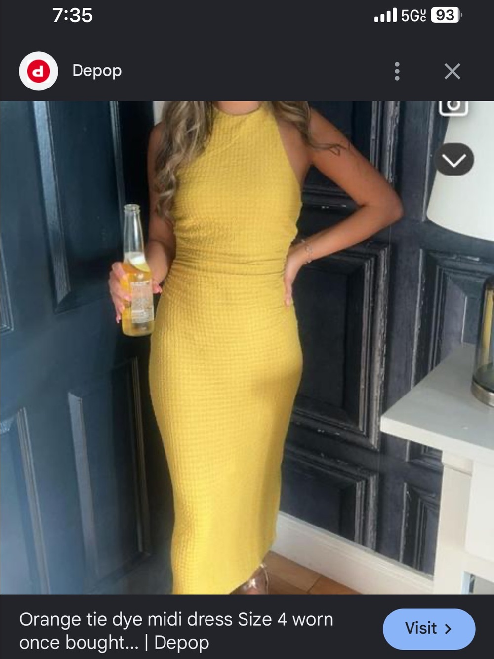 Pull & Bear Yellow High-Neck Sleeveless Maxi Dress - Picture 6 of 6